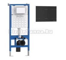 Комплект Инсталляция Iberica Blanca Lavado IBLAV1 цвет белый, синий + Кнопка A-Delado IBADEL4 цвет матовый черный