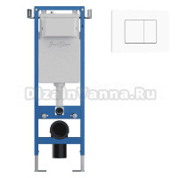 Комплект Инсталляция Iberica Blanca Lavado Mini IBLAV4 цвет белый, синий + Кнопка A-Recto IBARE4 цвет матовый белый