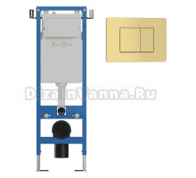Комплект Инсталляция Iberica Blanca Lavado Mini IBLAV4 цвет белый, синий + Кнопка A-Recto IBARE6 цвет матовое золото