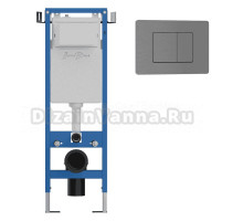 Комплект Инсталляция Iberica Blanca Lavado Mini IBLAV4 цвет белый, синий + Кнопка A-Recto IBARE8 цвет вороненая сталь