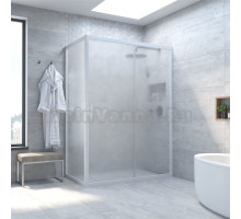 Душевой уголок Vegas Glass ZP+ZPV Novo 110*70 01 10 профиль глянцевый белый, стекло сатин