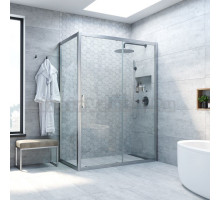 Душевой уголок Vegas Glass ZP+ZPV Novo 110*100 07 01 профиль матовый хром, стекло прозрачное