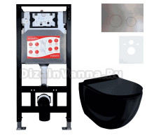 Комплект Унитаз подвесной Esbano Garcia ESUPGARCB черный глянец + Инсталляция Fram + Кнопка ESINMTK60ST