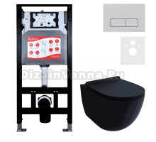 Комплект Унитаз подвесной Esbano Garcia ESUPGARCBM матовый черный + Инсталляция Fram + Кнопка ESINMTP21ST