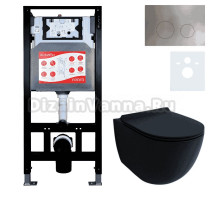 Комплект Унитаз подвесной Esbano Garcia ESUPGARCBM матовый черный + Инсталляция Fram + Кнопка ESINMTK60ST