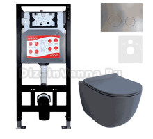 Комплект Унитаз подвесной Esbano Garcia ESUPGARCGM матовый серый + Инсталляция Fram + Кнопка ESINMTK60ST