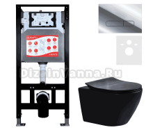 Комплект Унитаз подвесной Esbano Amapola ESUPAMAPBM матовый черный + Инсталляция Fram + Кнопка ESINOVL17SC
