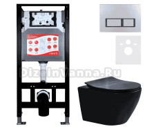 Комплект Унитаз подвесной Esbano Amapola ESUPAMAPBM матовый черный + Инсталляция Fram + Кнопка ESINPRK12MC