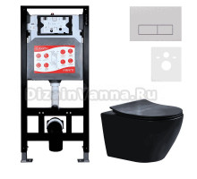 Комплект Унитаз подвесной Esbano Amapola ESUPAMAPBM матовый черный + Инсталляция Fram + Кнопка ESINMTP21ST
