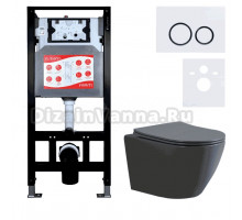 Комплект Унитаз подвесной Esbano Amapola ESUPAMAPGM матовый серый + Инсталляция Fram + Кнопка ESINKRG11GW