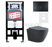 Комплект Унитаз подвесной Esbano Amapola ESUPAMAPGM матовый серый + Инсталляция Fram + Кнопка ESINKRG11MB