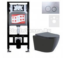 Комплект Унитаз подвесной Esbano Amapola ESUPAMAPGM матовый серый + Инсталляция Fram + Кнопка ESINKRG11MC