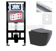 Комплект Унитаз подвесной Esbano Amapola ESUPAMAPGM матовый серый + Инсталляция Fram + Кнопка ESINKRG11SC