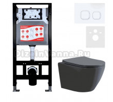 Комплект Унитаз подвесной Esbano Amapola ESUPAMAPGM матовый серый + Инсталляция Fram + Кнопка ESINLPS10GW