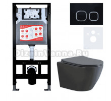 Комплект Унитаз подвесной Esbano Amapola ESUPAMAPGM матовый серый + Инсталляция Fram + Кнопка ESINLPS10MB