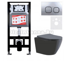 Комплект Унитаз подвесной Esbano Amapola ESUPAMAPGM матовый серый + Инсталляция Fram + Кнопка ESINLPS10MC