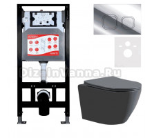Комплект Унитаз подвесной Esbano Amapola ESUPAMAPGM матовый серый + Инсталляция Fram + Кнопка ESINLPS10SC