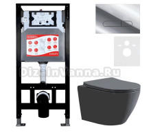 Комплект Унитаз подвесной Esbano Amapola ESUPAMAPGM матовый серый + Инсталляция Fram + Кнопка ESINOVL17SC