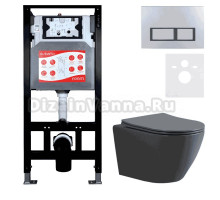 Комплект Унитаз подвесной Esbano Amapola ESUPAMAPGM матовый серый + Инсталляция Fram + Кнопка ESINPRK12MC