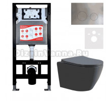 Комплект Унитаз подвесной Esbano Amapola ESUPAMAPGM матовый серый + Инсталляция Fram + Кнопка ESINMTK60ST