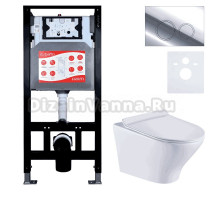 Комплект Унитаз подвесной Esbano Aster ESUPASTEW белый глянец + Инсталляция Fram + Кнопка ESINKRG11SC