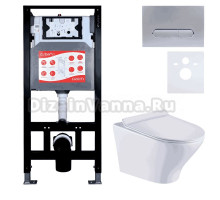 Комплект Унитаз подвесной Esbano Aster ESUPASTEW белый глянец + Инсталляция Fram + Кнопка ESINOVL17MC