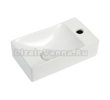 Раковина маленькая в туалет Agger 38 L глянцевая белая, прямоугольная