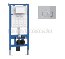 Комплект Инсталляция Iberica Blanca Lavado IBLAV1 цвет белый, синий + Кнопка P-Recto IBPRE3 цвет глянцевый хром