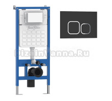 Комплект Инсталляция Iberica Blanca Lavado IBLAV1 цвет белый, синий + Кнопка P-Recto IBPRE2 цвет матовый черный