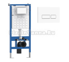 Комплект Инсталляция Iberica Blanca Lavado IBLAV1 цвет белый, синий + Кнопка P-Largo IBPLA1 цвет глянцевый белый