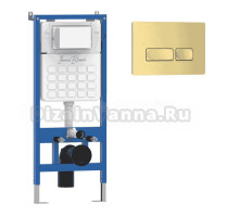 Комплект Инсталляция Iberica Blanca Lavado IBLAV1 цвет белый, синий + Кнопка P-Largo IBPLA6 цвет матовое золото