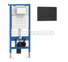 Комплект Инсталляция Iberica Blanca Lavado IBLAV1 цвет белый, синий + Кнопка P-Largo IBPLA2 цвет матовый черный