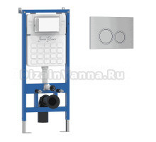 Комплект Инсталляция Iberica Blanca Lavado IBLAV1 цвет белый, синий + Кнопка P-Rondo IBPRO4 цвет матовый хром