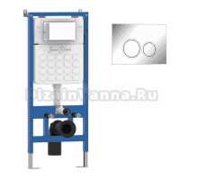 Комплект Инсталляция Iberica Blanca Lavado IBLAV1 цвет белый, синий + Кнопка P-Rondo IBPRO3 цвет глянцевый хром