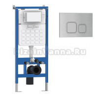 Комплект Инсталляция Iberica Blanca Lavado IBLAV1 цвет белый, синий + Кнопка P-Recto IBPRE4 цвет матовый хром