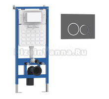 Комплект Инсталляция Iberica Blanca Lavado IBLAV1 цвет белый, синий + Кнопка P-Rondo IBPRO6 цвет матовый серый