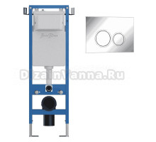 Комплект Инсталляция Iberica Blanca Lavado Mini IBLAV4 цвет белый, синий + Кнопка P-Rondo IBPRO3 цвет глянцевый хром