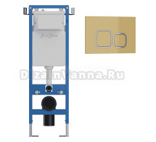 Комплект Инсталляция Iberica Blanca Lavado Mini IBLAV4 цвет белый, синий + Кнопка P-Recto IBPRE5 цвет глянцевое золото, шампань