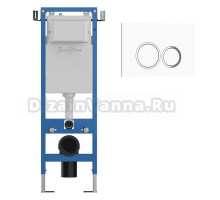 Комплект Инсталляция Iberica Blanca Lavado Mini IBLAV4 цвет белый, синий + Кнопка P-Rondo IBPRO1 цвет глянцевый белый