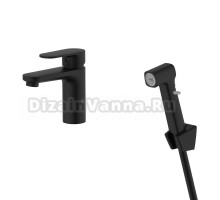 Смеситель для раковины AQUATEK Ника AQ1812MB с гигиеническим душем, черный матовый