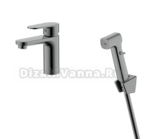 Смеситель для раковины AQUATEK Ника AQ1812BGM с гигиеническим душем, оружейная сталь
