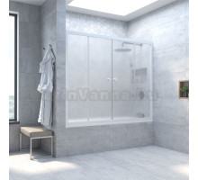 Шторка на ванну Vegas Glass Z2V Novo 150 01 10 профиль глянцевый белый, стекло сатин