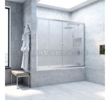 Шторка на ванну Vegas Glass Z2V Novo 150 07 10 профиль матовый хром, стекло сатин