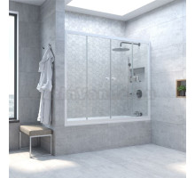 Шторка на ванну Vegas Glass Z2V Novo 160 01 01 профиль глянцевый белый, стекло прозрачное