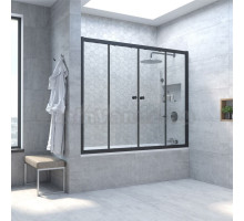 Шторка на ванну Vegas Glass Z2V Novo 150 02М 01 профиль матовый черный, стекло прозрачное