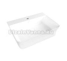 Накладная раковина Teymi Aina 56 глянцевая белая, прямоугольная, с 1 отверстием под смеситель