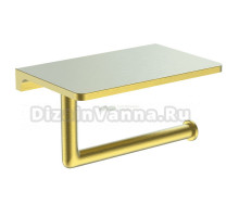 Держатель для туалетной бумаги Raglo R320.03.03 с полкой для телефона, золотой сатин