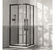 Душевой уголок Esbano Flex ESF-80D1+100D2-B 100х80 см, профиль черный, стекло прозрачное
