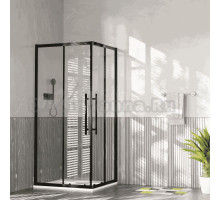 Душевой уголок Esbano Flex ESF-80D1+110D2-B 110х80 см, профиль черный, стекло прозрачное