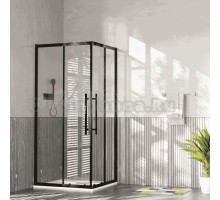 Душевой уголок Esbano Flex ESF-90D1+110D2-B 110х90 см, профиль черный, стекло прозрачное